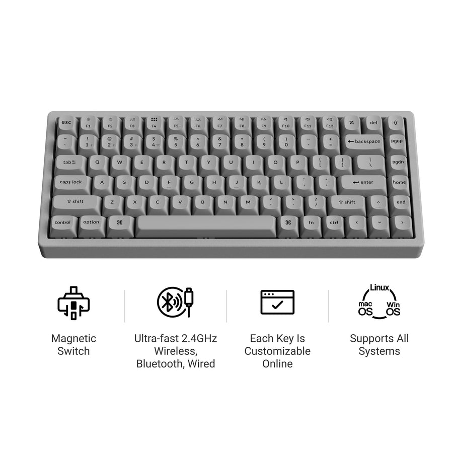 Keychron K2 TMR Wireless Magnetic Switch Custom Keyboard - Concrete Edition