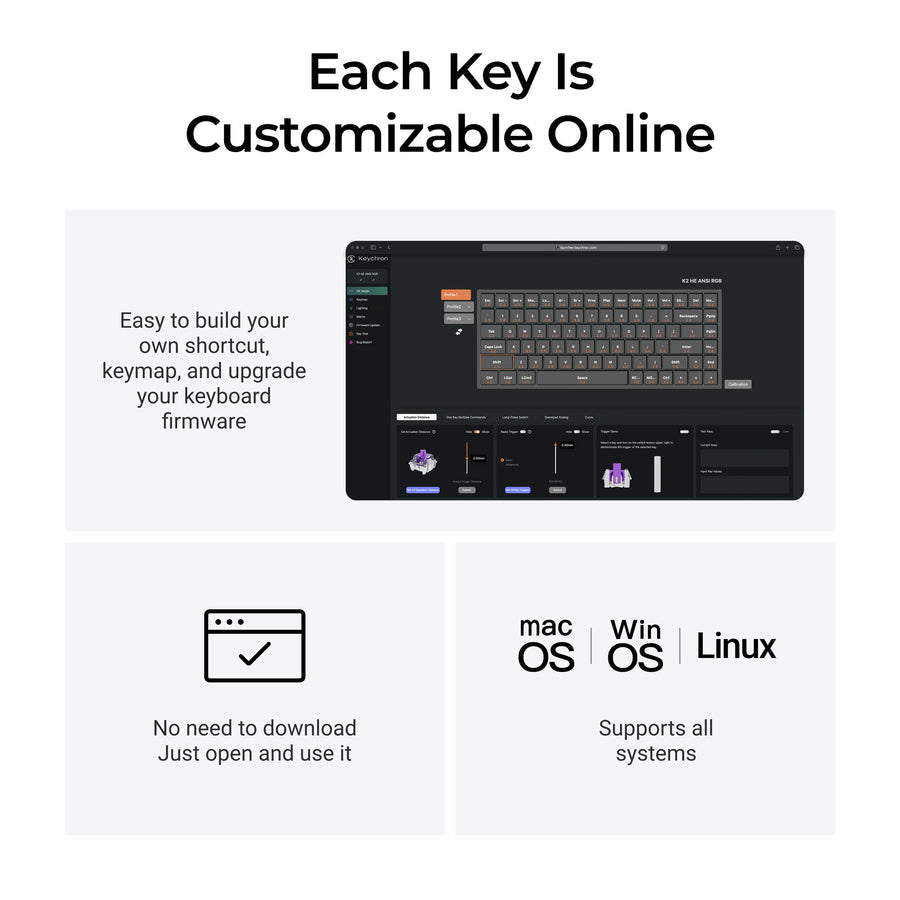 Keychron K2 TMR Wireless Magnetic Switch Custom Keyboard - Concrete Edition
