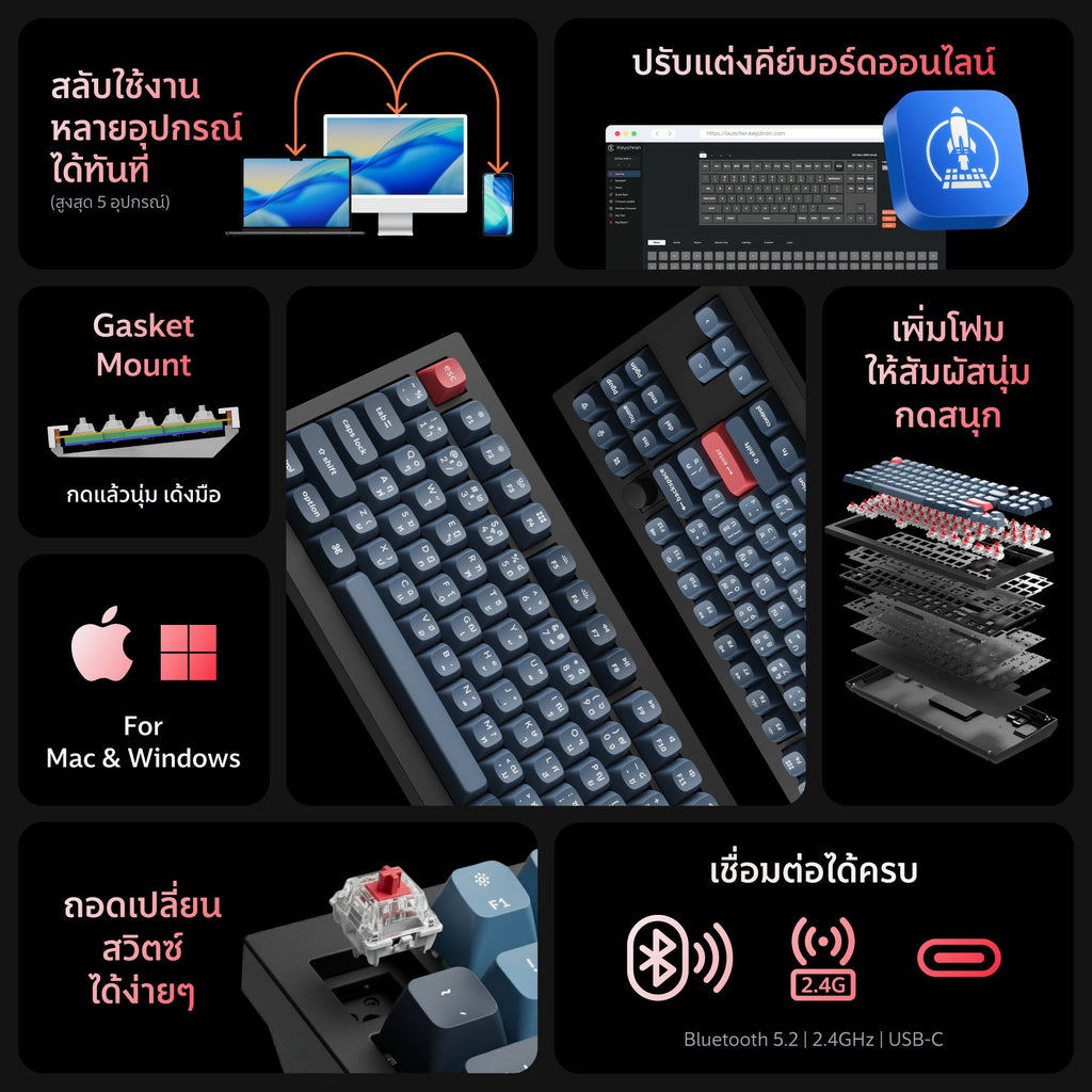 Keychron V3 Max QMK/VIA Wireless Custom Mechanical Keyboard - Keychron Thailand
